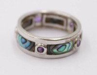 Auktion 374<br>925er Silber-Ring. Paua-Muschel u. kl. Amethyste,  6gr., RG 66
