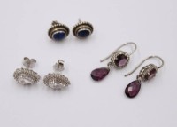 Auktion 374<br>3 Paar div. Ohrschmuck, Silber, untersch. Steinbesatz, zus. ca. 9,5gr., ca. L-3,3gr.