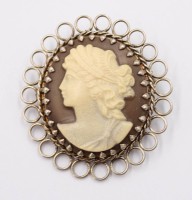 Auktion 374<br>Vintage-Kamee aus 835er Silber mit einem klassischen Damenprofil, &auml;lter, ca. 4,5 x 4cm