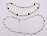 Auktion 374<br>2x div. Perlenketten, 1x SW und 1x Modeschmuck, ca. L-48cm