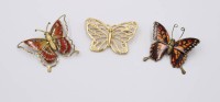 Auktion 374<br>3x Modeschmuck-Schmetterlingsbroschen, je ca. 4,5 x 4cm