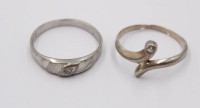 Auktion 374<br>2x div. Silber-Ringe, je mit klarem Stein, zus. 3,3gr., ca. RG 57/59