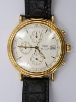 Auktion 374<br>Herren-Armbanduhr, Royal Chronograph, Quarzwerk, Funktionen nicht gepr&uuml;ft, optisch guter Zustand, D-3,7cm