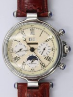 Auktion 374<br>Herren Armbanduhr "Windgassen", Automatikwerk, Werk l&auml;uft, Stellschraube hakt etwas ab und zu, Einstellungen funktionieren, D-ca. 4cm