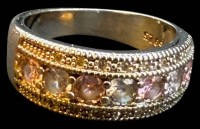 Auktion 374<br>Silberring-925- mit hellen und rosa Steinen,  RG 56, 4,87 gr.