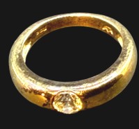 Auktion 374<br>Silberring-925-, vergoldet, klarer Stein, Kronenmarke, RG 54, 3,79 gr