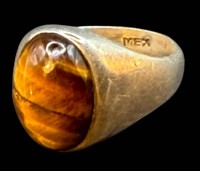 Auktion 374<br>Silberring-925- mit Tigerauge, Mexico, RG 63, 10,4 gr.