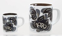 Auktion 374 / Los 9003 <br>Royal Copenhagen Jahresbecher ,1979, Entw. Ivan Weiss, gr. Becher mit 925er Silberplatte, ca. H-11,5 u. 8,5cm