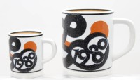 Auktion 374<br>Royal Copenhagen Jahresbecher ,1980, Entw. Maria Trolle, gr. Becher mit 925er Silberplatte, ca. H-11,5 u. 8,5cm