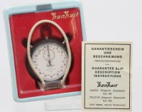 Auktion 374<br>Hanhart Amigo Stoppuhr, Werk l&auml;uft, ca. 7 x 6cm