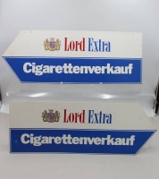 Auktion 374<br>Vintage-Werbeschilder der Marke Lord Extra, 2 St&uuml;ck, je ca. 22 x 60cm