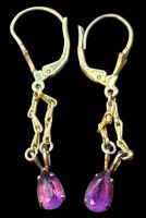Auktion 374<br>Paar Ohrh&auml;nger mit Amethysten, wohl Double, H-4 cm
