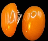 Auktion 374<br>Paar Ohrclips mit Butterscotch Bernstein, Silbermontur -835- "RB", ca. 2x1,2 cm