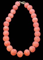 Auktion 374<br>Rhodochrosit Kette - Kugeln D-ca. 1-1,2 cm, Silbermontur-925-