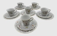 Auktion 374<br>6x komplette Gedecke "Burg Lindau" div. Dekore, Durchbruchrand