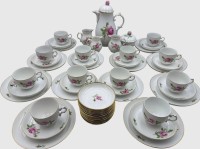 Auktion 374 / Los 8018 <br>Kaffeeservice "F&uuml;rstenberg" rote  Rose, f&uuml;r 12  Pers., 51 Teile, alles guter Zustand