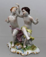 Auktion 374<br>Figurengruppe, tanzendes Kinderpaar, Lindner, bemalt, ca. H-17,5cm