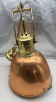 Auktion 374<br>gr. Deckenlampe in Form eines Deckstrahlers, Kupfer/Messing, d&auml;nisches Design, H-55 cm, D-32 cm