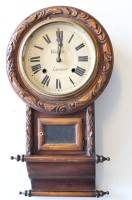 Auktion 374 / Los 2046 <br>antike englische &bdquo;Drop Dial&ldquo;-Wanduhr,  Werk nicht gepr&uuml;ft, Glas fehlt, Altersspuren, ca. L-55cm B-30cm