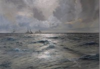 Auktion 374<br>Hans BOHRDT (1857-1945), signiert u. betitelt "Hans Bohrdt.3. Aug. 1901.Skagerrak.an Bord S.M.Y. Hohenzollern", Aquarell, gut gerahmt/Glas, RG 62 x 80cm, Versand mit Glas nur auf Wunsch da nicht versichert.