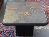 Auktion 374<br>Vintage-Couchtisch von C. Kneip aus den 1990er Jahren, Schiefer-Mosaikplatte, ca. H-38cm B-60cm