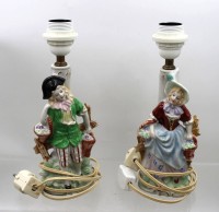 Auktion 374<br>fig&uuml;rliches Lampenpaar,  Japan, Knabe besch&auml;digt ca. H-28cm