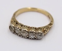 Auktion 374<br>585er GG-Ring, 5 Diamanten, &auml;lter, 4,2gr., RG 54,