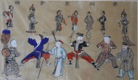 Auktion 374 / Los 15506 <br>traditionelle chinesische Tusche- und Aquarellmalerei, &auml;lter, Personendarstellungen, gut gerahmt/Glas, RG 45 x 65cm