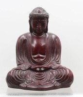 Auktion 374<br>dunkelrote Buddha-Statue, Kunstharz, ca. H-22cm