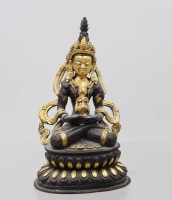 Auktion 374<br>Vajrasattva-Statue aus Nepal, Bronze, teilw. vergoldet, ca. H-14cm