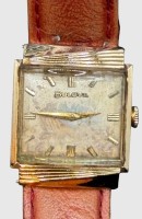 Auktion 374<br>mechan. DAU "Bulova", Lederband, Werk l&auml;uft, Double-Geh&auml;use, Altersspuren und ungepflegt