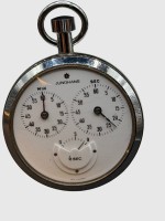 Auktion 374<br>grosse Stoppuhr "Junghans", 1/120 sek., Werk l&auml;uft, Metallgeh&auml;use, D-5,5 cm