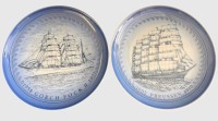 Auktion 374<br>zwei Wandteller "Bing&amp;Gr&ouml;ndahl" aus der Serie Deutsche Windjammer, D-17,5 cm