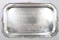 Auktion 374 / Los 11007 <br>versilbertes Tablett, Royal Sheffield, ca. 31 x 21cm