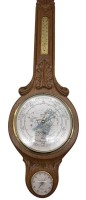 Auktion 374<br>grosse Wandwetterstation, Eiche-Geh&auml;use, H-81 cm