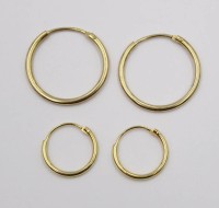 Auktion 374<br>2 Paar Creolen aus 333er GG, zus. ca. 0,85gr., D-1,2 u. 1,8cm