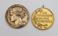 Auktion 374<br>preu&szlig;ische Rote Kreuz-Medaille 3. Klasse und  Auszeichnungsmedaille der Soci&eacute;t&eacute; des Agriculteurs de la Sarthe Frankreich