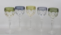 Auktion 374<br>5x Weingl&auml;ser, &Uuml;berfangen, ca. H-19,8cm