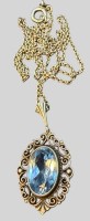 Auktion 374<br>Silberkette-925- mit Anh&auml;nger, beide "G.H." gemarkt, blauer Stein, 6,31 gr.