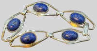 Auktion 374<br>Silber-Armband-835- mit 5 Lapislazuli Cabouchons, L-20 cm, 22,79 gr