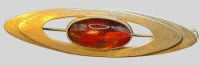 Auktion 374<br>Silberbrosche-835- mit Bernstein, L-6 cm, 6,58 gr.