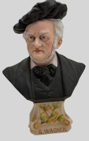 Auktion 374<br>Portraitb&uuml;ste "Richard Wagner" unged. Blaumarke, Bisquitporzellan, H-20 cm