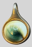 Auktion 374<br>Silber-Anh&auml;nger-835- Shiva Auge Muschel Cabochon: Operculum, 3x2 cm, 4,59 gr., Vergoldung berieben