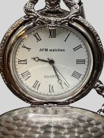 Auktion 374<br>Quartz Sprungdeckel HTU "AFM Watches" neuwertig mit Kette, D-4,5 cm