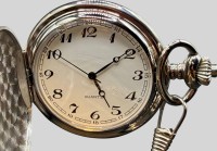 Auktion 374<br>Quartz Sprungdeckel HTU mit Kette, Metallgeh&auml;use versilbert, neuwertig