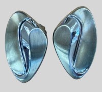 Auktion 374<br>Paar ovale Silber-Ohrclips-925-, tw. vergoldet, 5,89 gr. H-2,7 cm