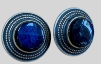 Auktion 374<br>Paar runde Silber-925- Ohrstecker mit blauen Steinen, D-ca. 2 cm, 7,24 gr