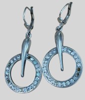 Auktion 374<br>Paar Ohrh&auml;nger, Silber-925-, klare Steine, einige fehlen,  H-ca. 4,5 cm, 6,9 gr