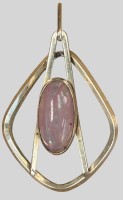 Auktion 374<br>Silber-Anh&auml;nger-835- "K&amp;L", Rosenquartz, 4x2,5 cm, 4,97 gr