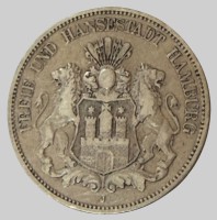 Auktion 374<br>5 Mark 1875, Hansestadt Hamburg, Silber, 27,43 gr.
